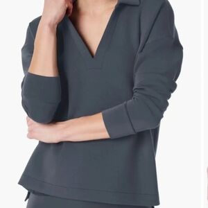 Spanx Air Essentiald Stylish Gray V-Neck Pullover